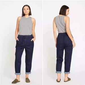 Universal Standard Indigo Dyed Baggy Elastic Waist Tapered Jeans